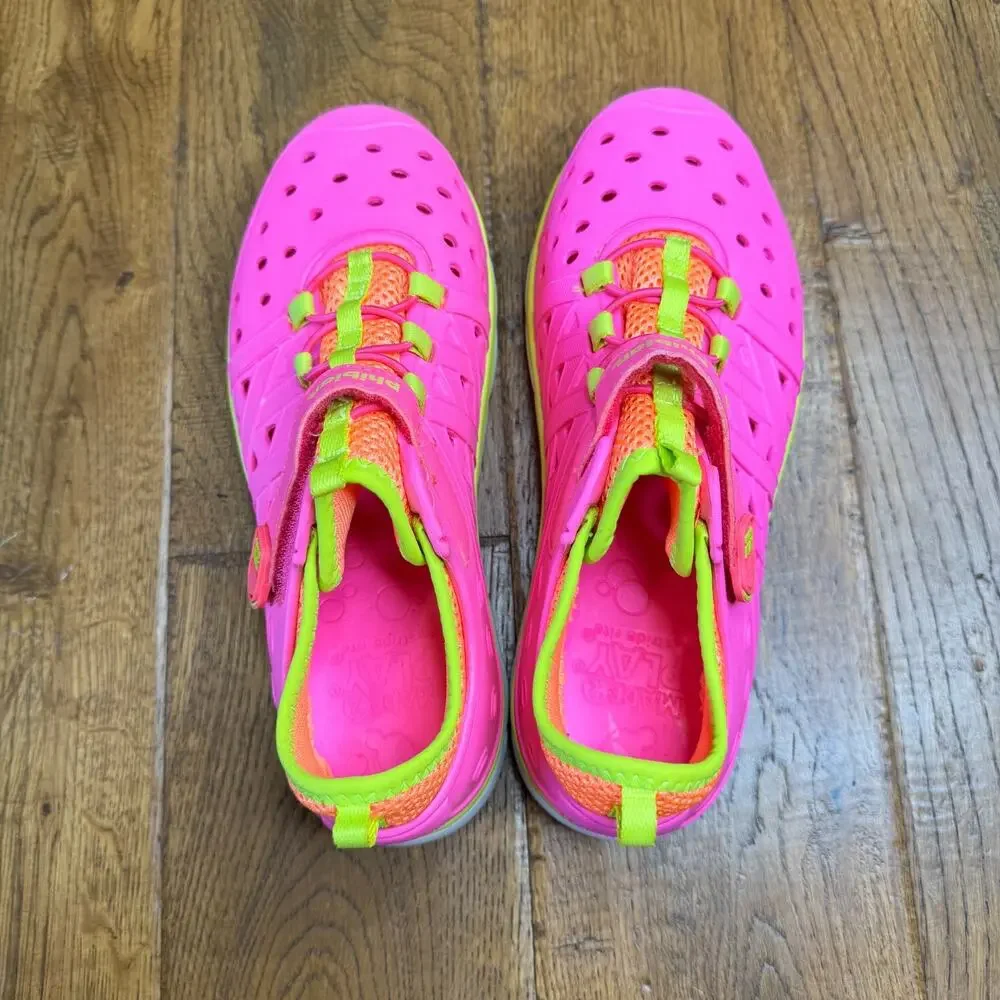 STRIDE RITE Phibian M2P Big Kids Sz 3 Pink Yellow Rubber Sneakers Water Shoes